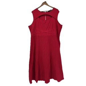 Lane Bryant Sweater Dress‎ Womens Red Knit Shift Midi Zip Back Classic Valentine